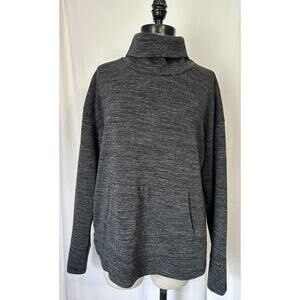 American Eagle Heather Gray Acrylic Sweatshirt Top Pullover Cowl Pocket Womens L